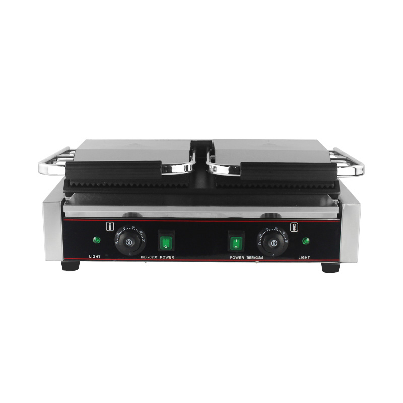 ماكينة شواء بانيني كهربائية مزدوجة الألواح من الفولاذ المقاوم للصدأ